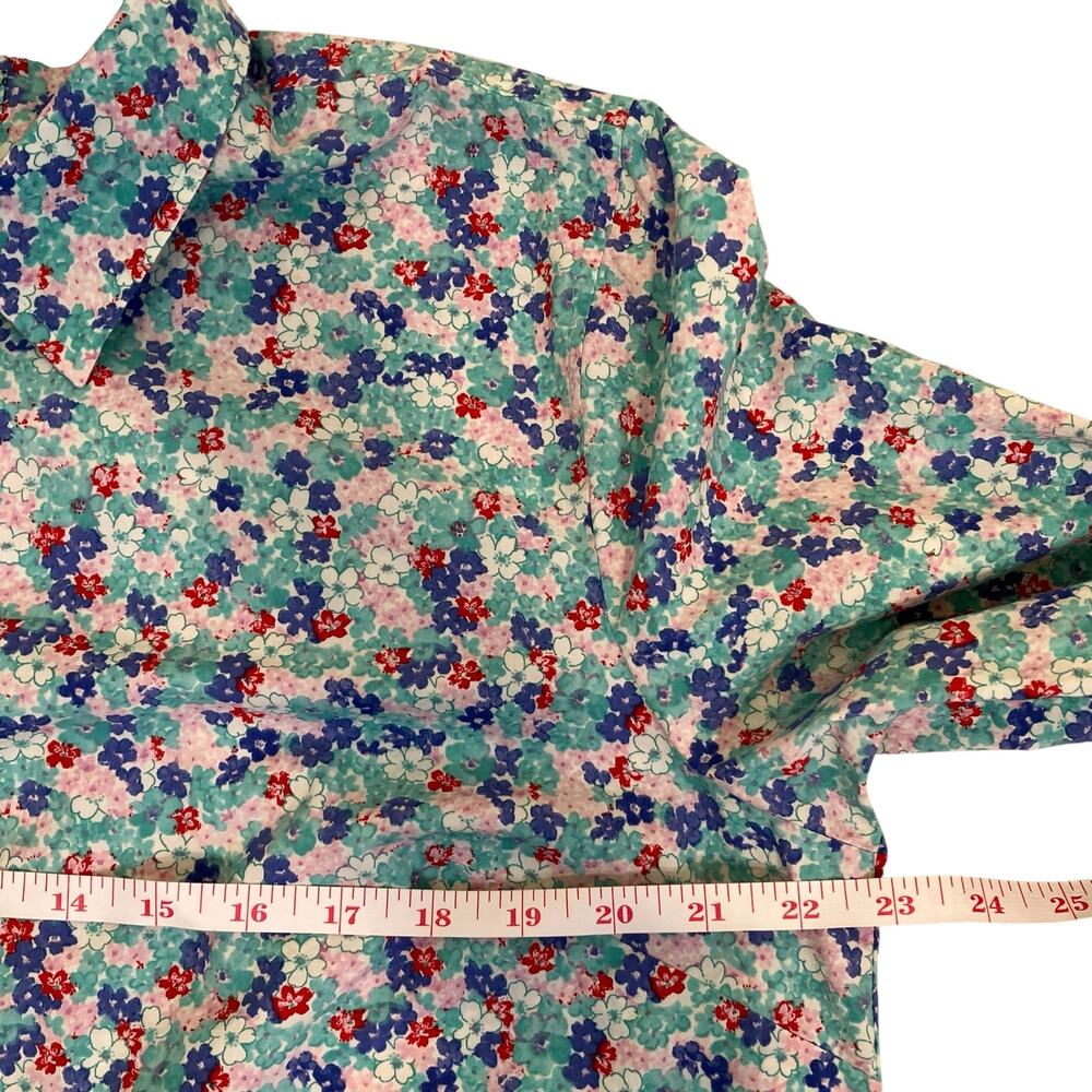 Talbots Sz XL Poplin Cotton Button-front Shirt in Lovely Ditsy Floral Print - Picture 15 of 16